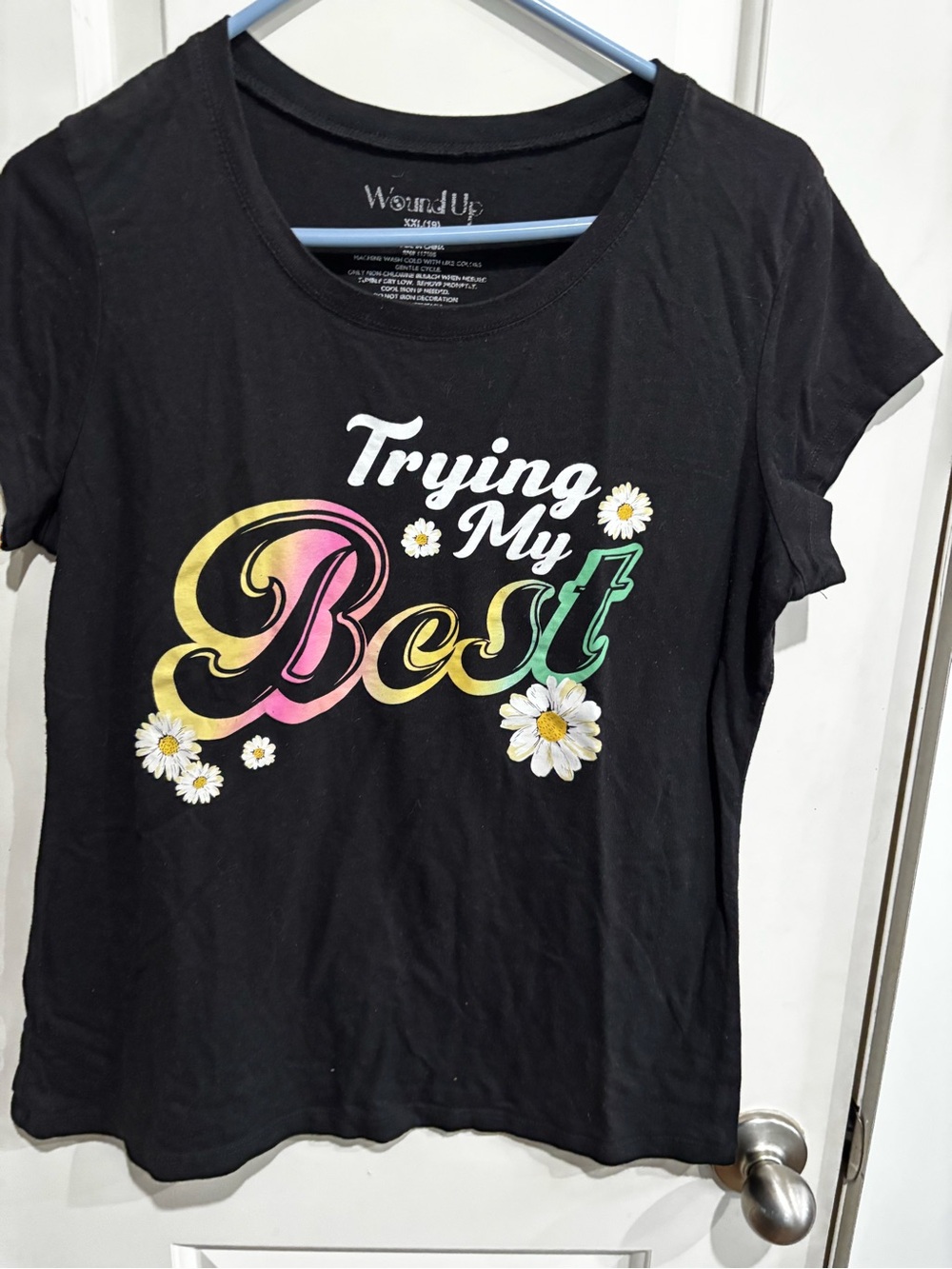Wound Up Black Crew Neck Graphic Tee